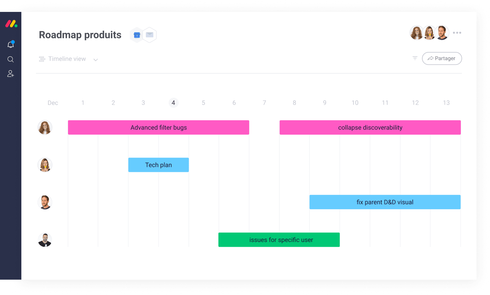 Gérer les roadmap produits avec l'outil de développement logiciel de monday.com  